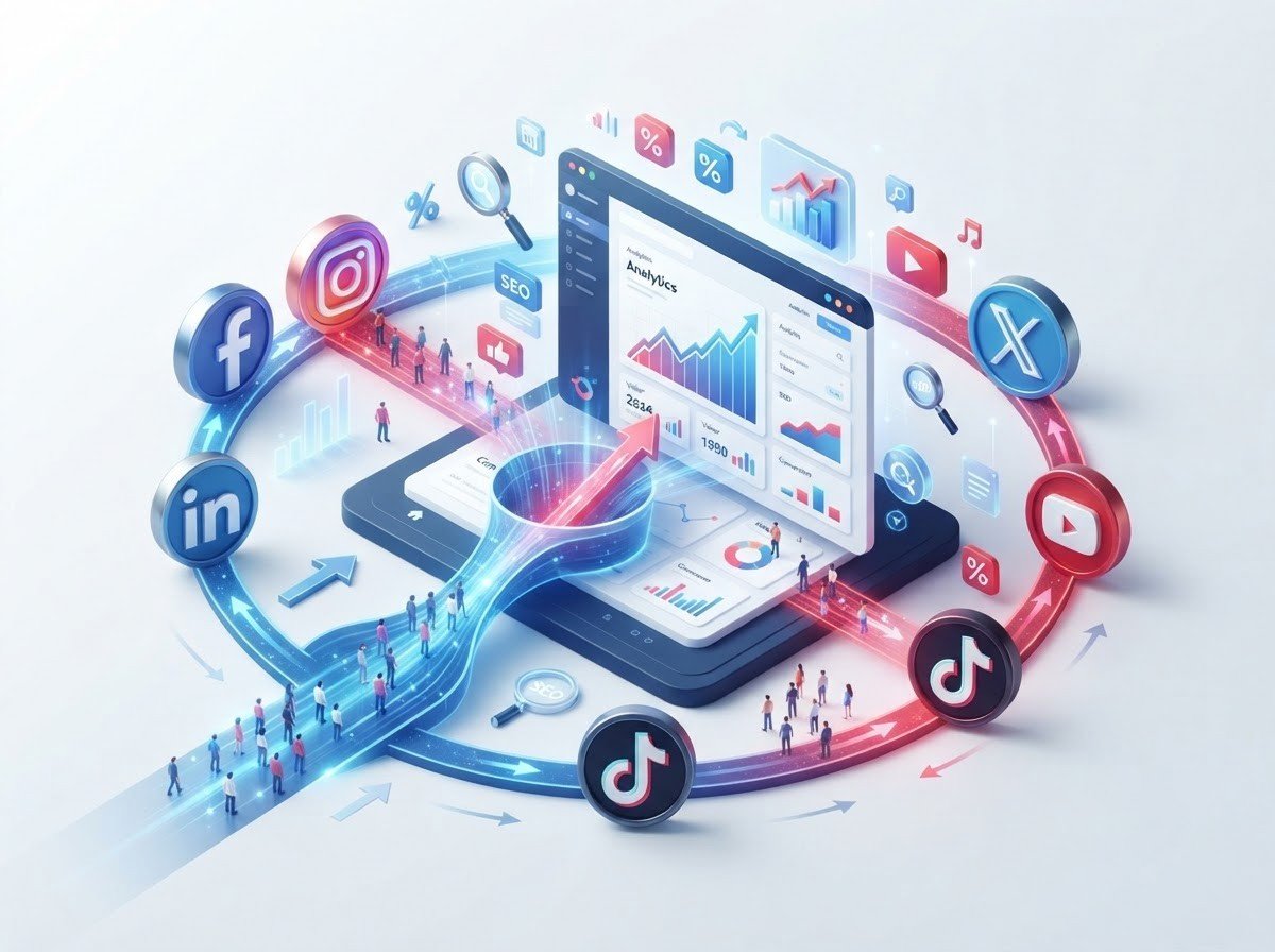Social Media Marketing driving website traffic through Facebook Marketing, Instagram Marketing, and online marketing