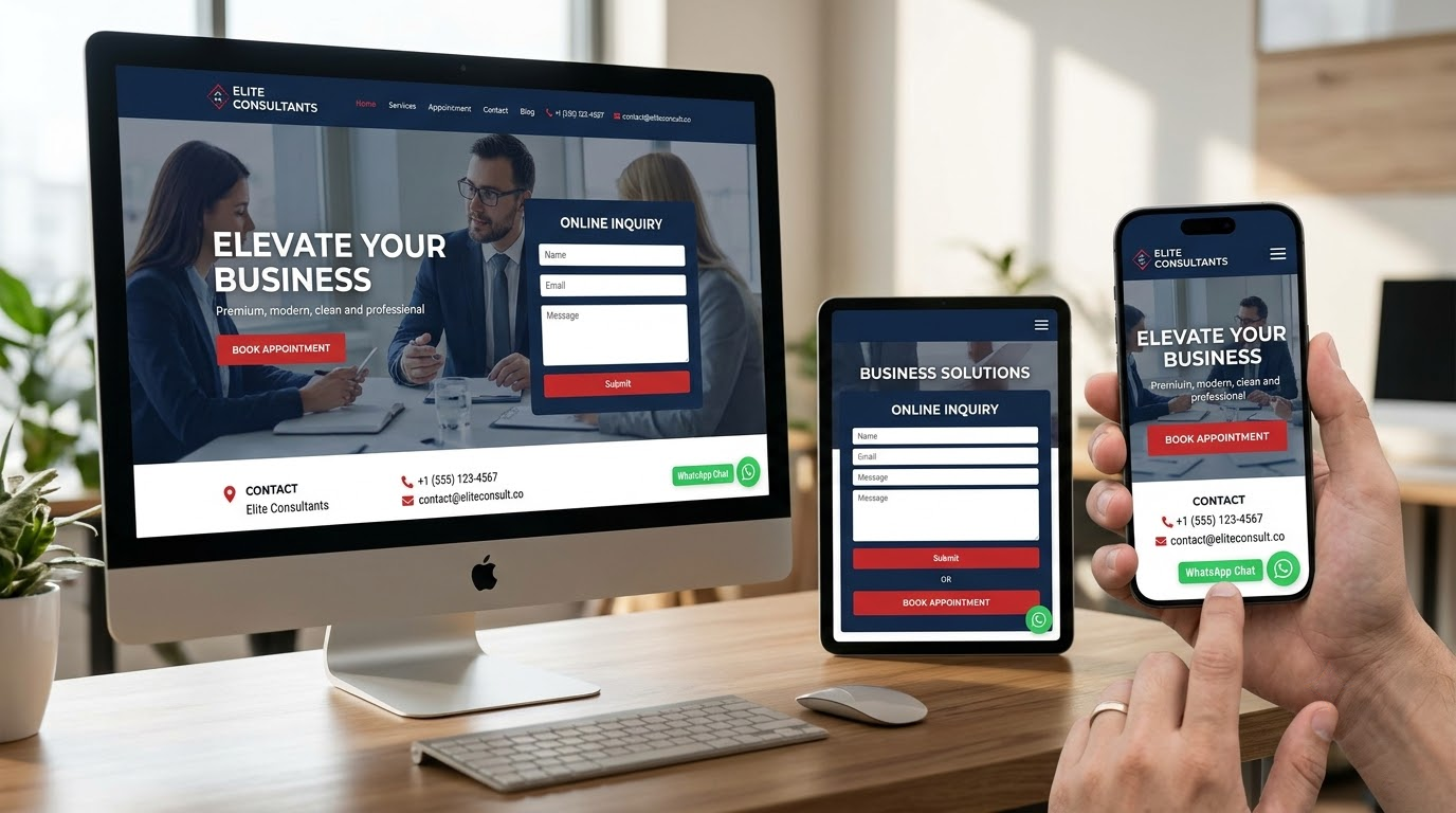 Responsive website generating leads across multiple devices.